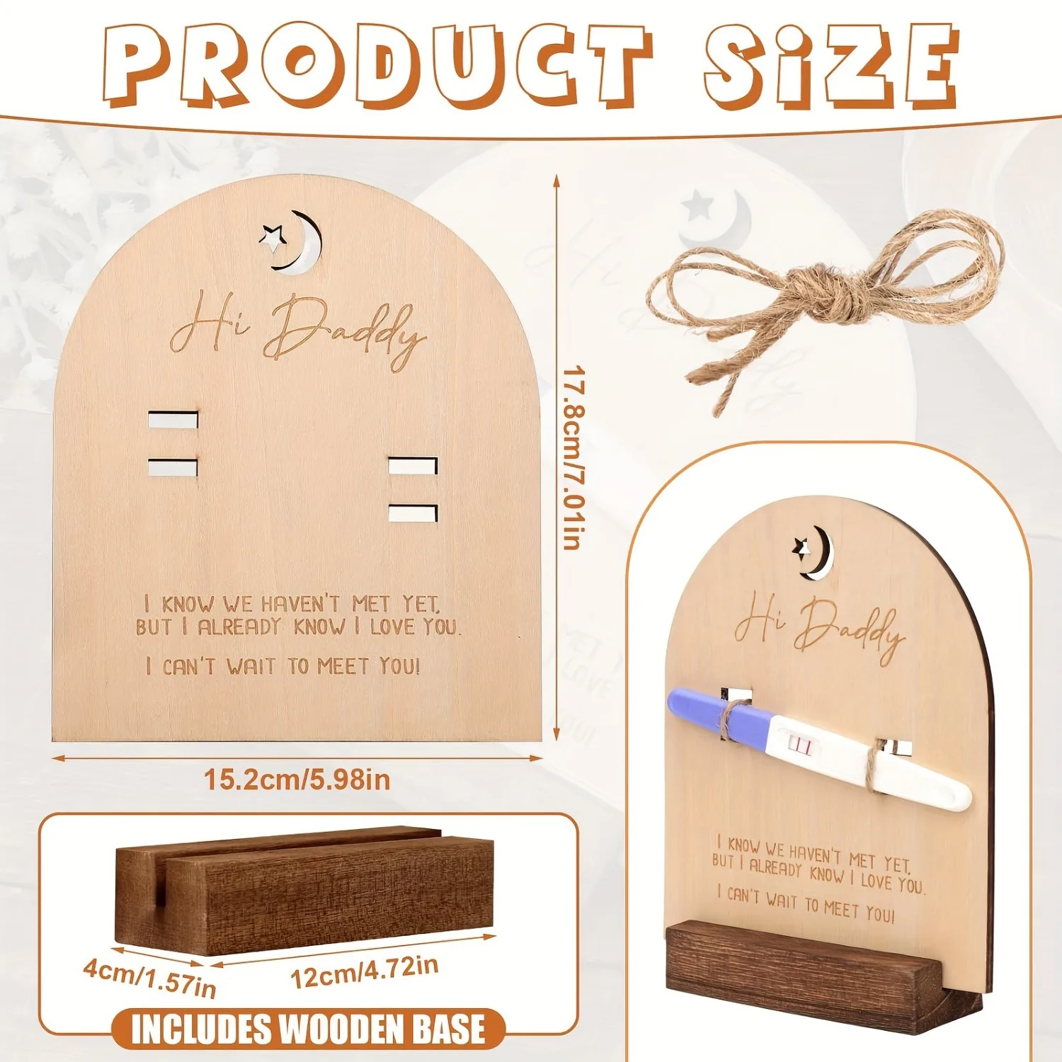 Wooden Pregnancy Announcement Sign Single Picture Frame for Pregnancy Announcement Xmas Gift for New Dads Baby Shower Baptism