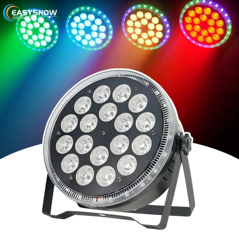 

High Quality Plastic Stage Light DMX 18x10W 4in1 LED RGBWA Flat Slim Par Light with Aperture