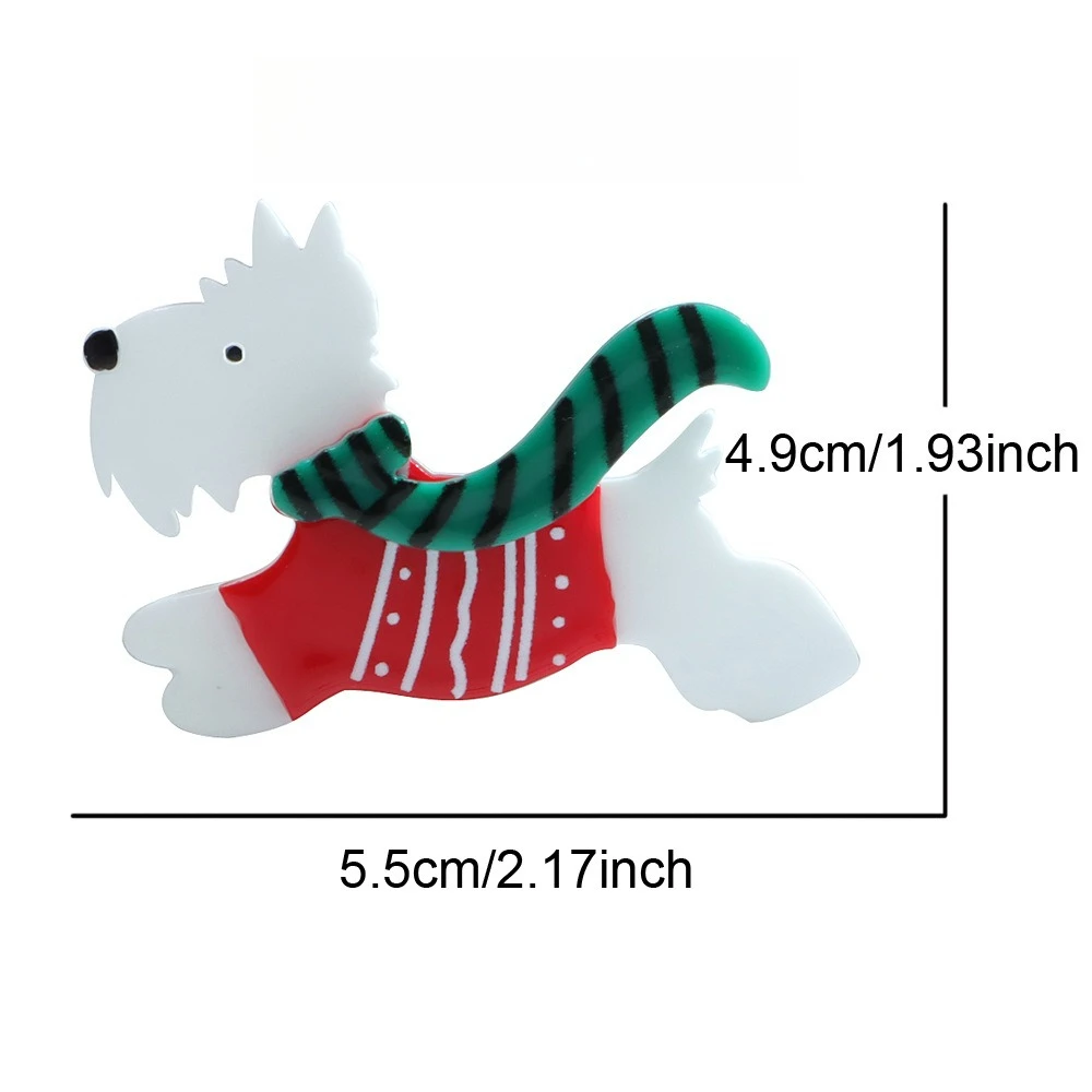 Westie Wearing A Red Sweater With A Green Pattern Scarf Adorably Accessorized With Cute Acrylic Pin Soft And Cute Style Pins