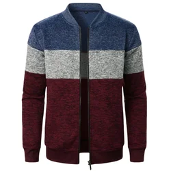 Men Warm Sweaters Knit Cardigan Jacket Man Casual Patchwork Knitwear Zipper Coats Thick Cardigan Male Winter Clothes Streetwear