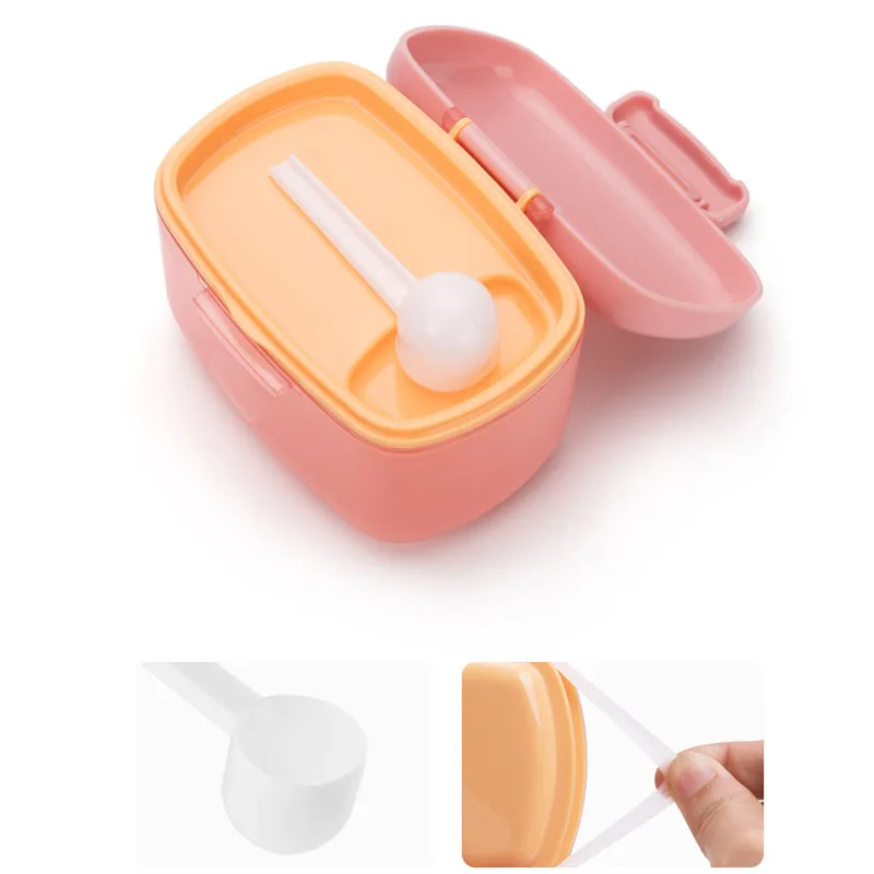 Portable Baby Milk Powder Storage Box Travel Snap Fastener  Plastic Storage Box Food Snacks Container With a powder spoon