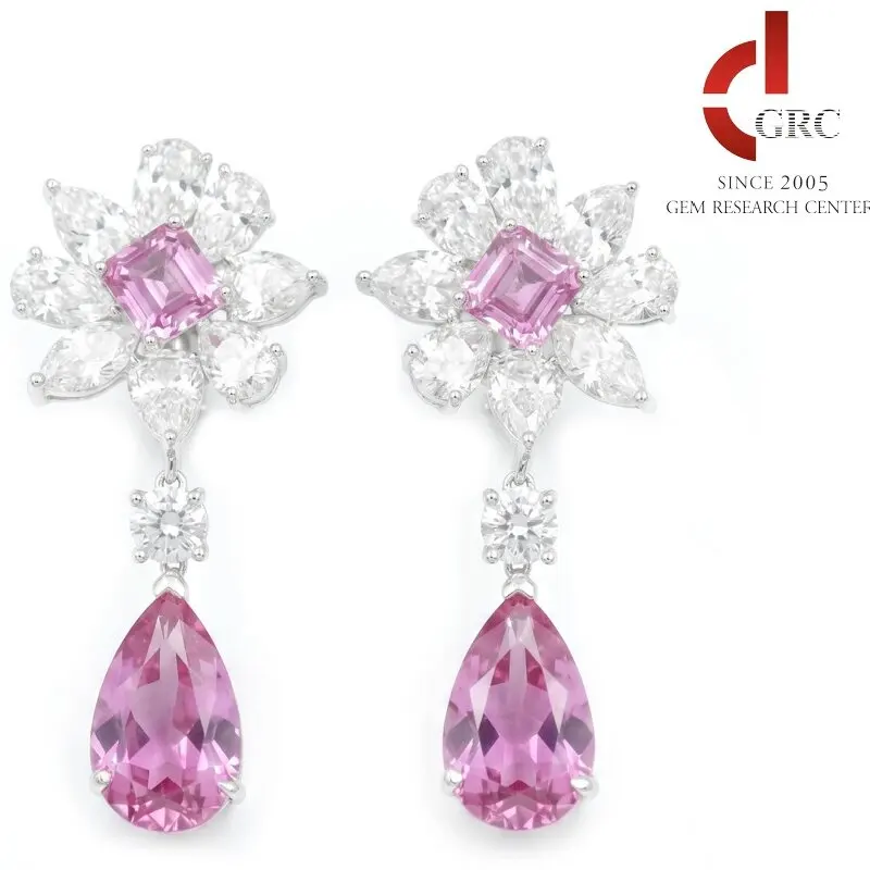 

KQDANCE 925 Sterling Silver High Carbon Diamond Luxury Lab Grown Pink Drop Earrings Flower Design Fine Jewelry For Women