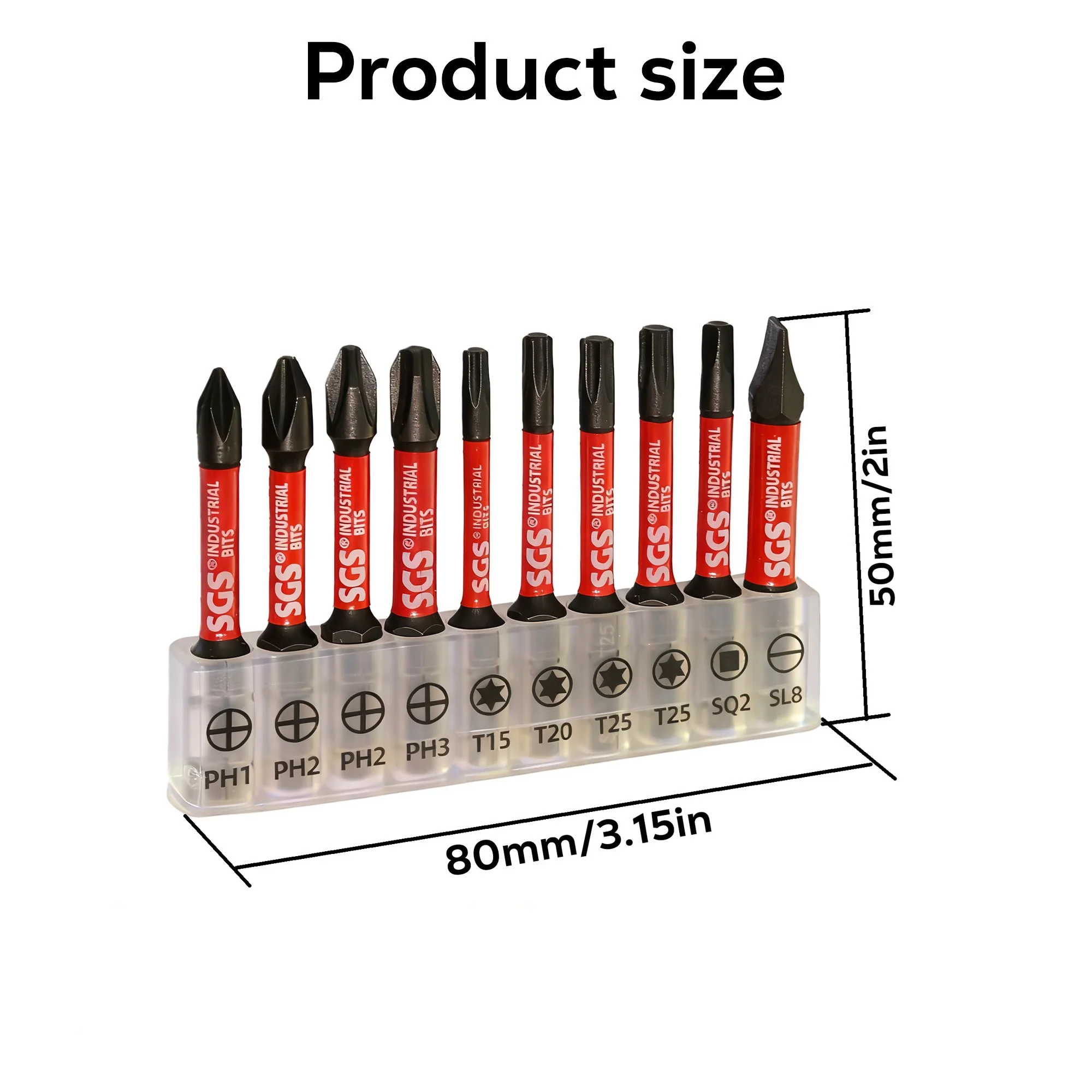 Sgs 21-Piece Set 25/50mm Phillips / Torx / Flathead / Square Head Multi-Model Impact Bit Set, with 75mm Magnetic Extension Rod, High Hardness S2 Steel, Perfect for Power Tools, Woodworking, Home Diy, and Automotive Repair