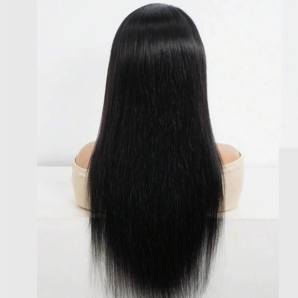 Longo parte livre 180dansty macio preplucked sem cola preto cabelo reto peruca dianteira do laço sintético para mulheres com cabelo do bebê diariamente