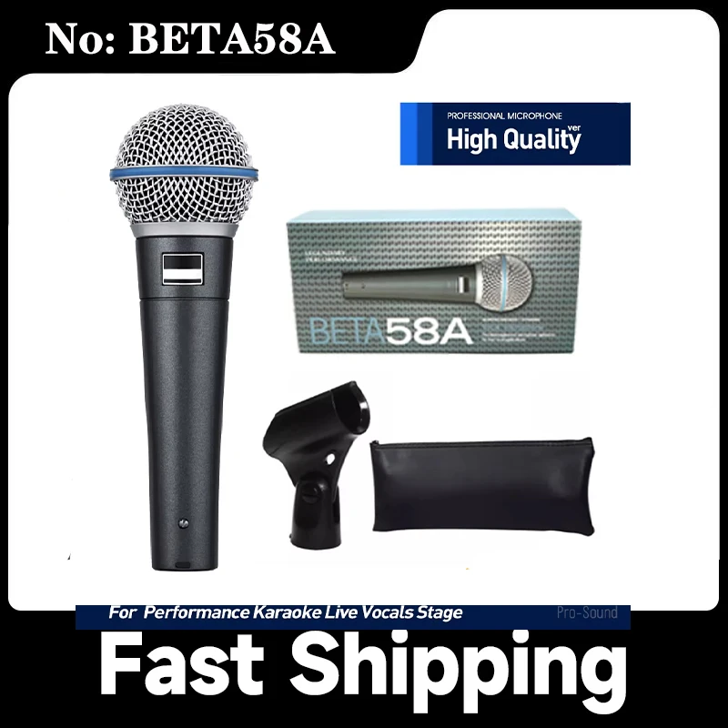 Micrófono dinámico cardioide con cable, profesional, metálico, BETA58A BETA58 original, para karaoke, voz en vivo, canto en escenario, BBOX