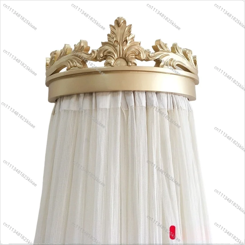 For  European American French Retro Old Carved Bed Crown, Solid Wood Bed Mantle Frame