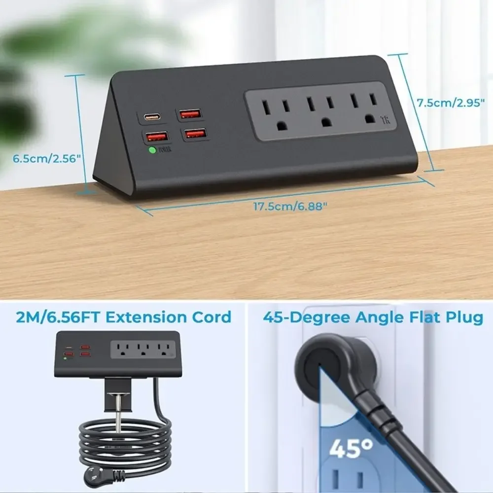 PD 20 واط مكتب المشبك قطاع الطاقة الولايات المتحدة التوصيل مع منافذ شحن USB مَقْبِس مخرج التثبيت الالتوائي 2 متر تمديد الحبل