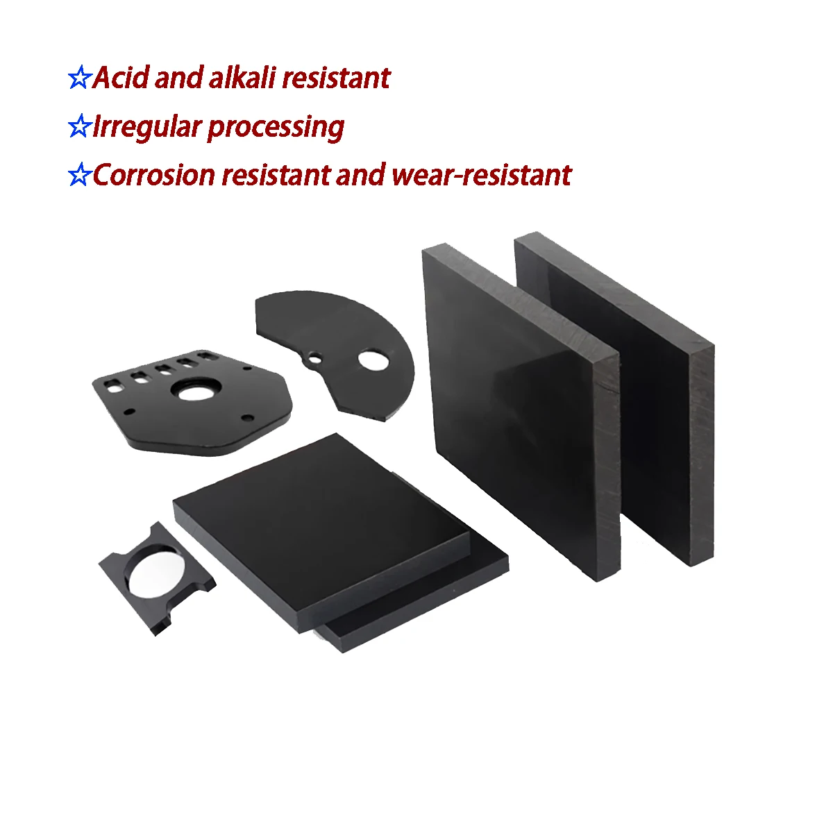 سميكة = 3 مم - 20 مم لوح مربع من مادة البولي بروبيلين الأسود، لوح بلاستيك PP، لوح بلاستيكي هندسي 50 × 100 مم - 300 × 400 مم