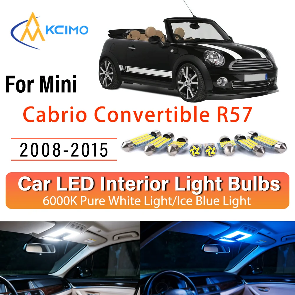 For Mini Cabrio Convertible R57 2008-2015 Illuminating LED Car Interior Bulb Refit Pack Direct Fit Overhead Reading Cargo