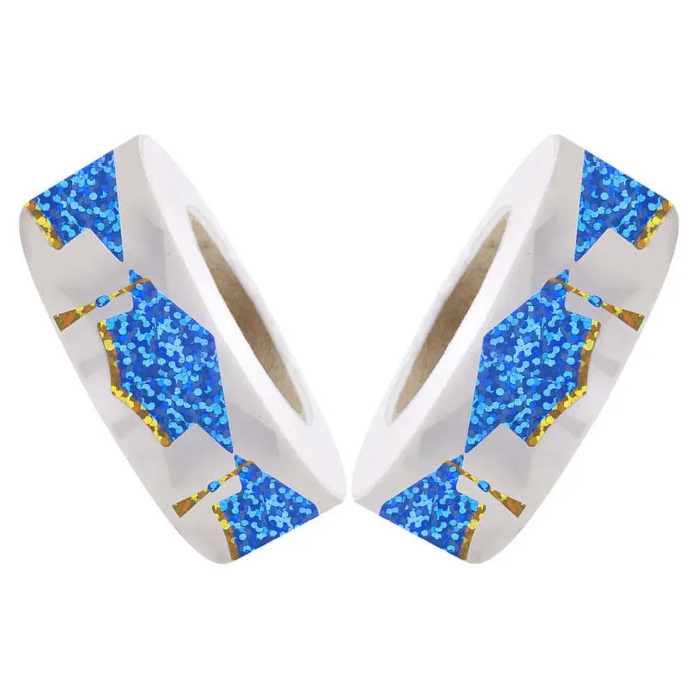 2Pcs Graduation Cap Stickers Holographic Self-Adhesive for Envelope Seals Graduation Party Favors Senior College Grad