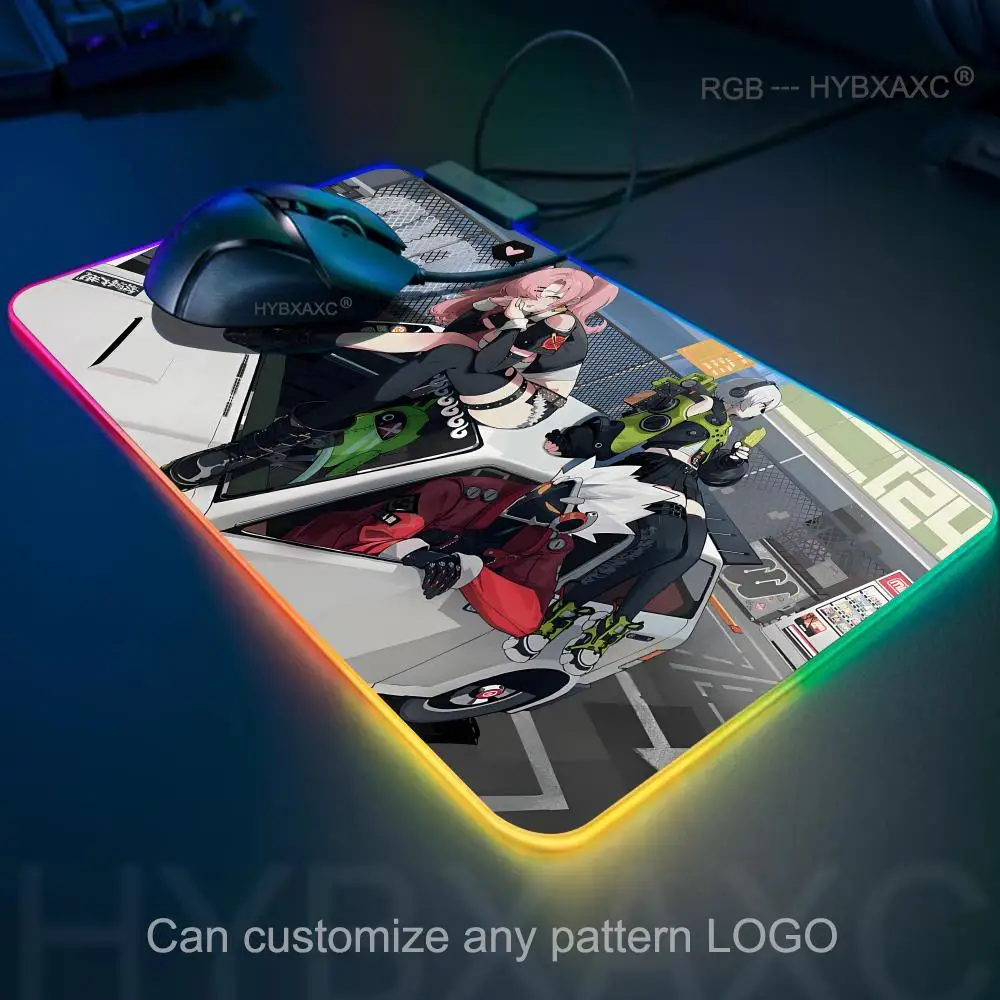 Zenless Zone Zero Mouse Pad RGB Gaming Mouse Pad Desk Mat HD Gamer Large LED Light XXL MousePads PC Computer Carpet