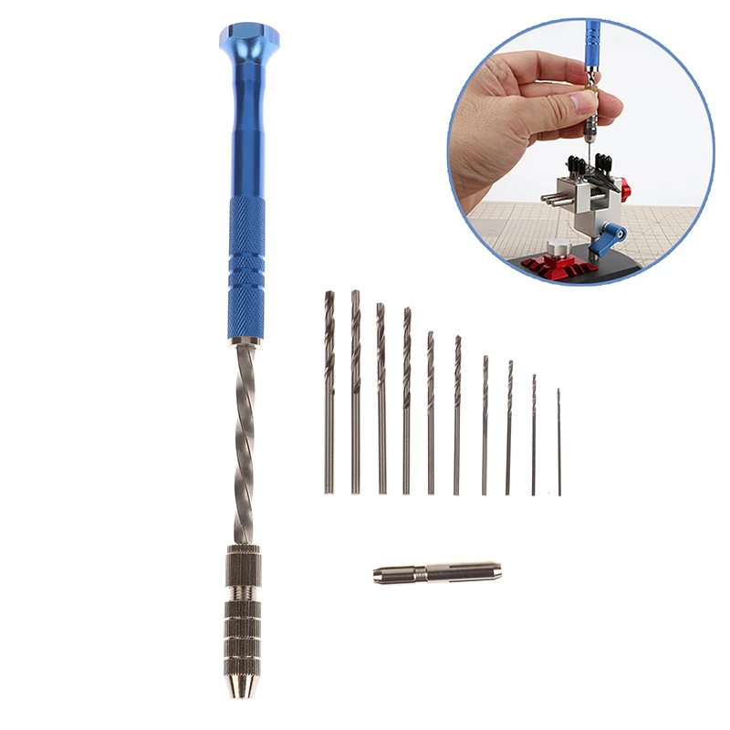 Blue Extended Semi-automatic 0.8-3mm Hand Twist Drill Kit Hand Drills Bits Set Drilling Tool Hand Tools For DIY Craft Make