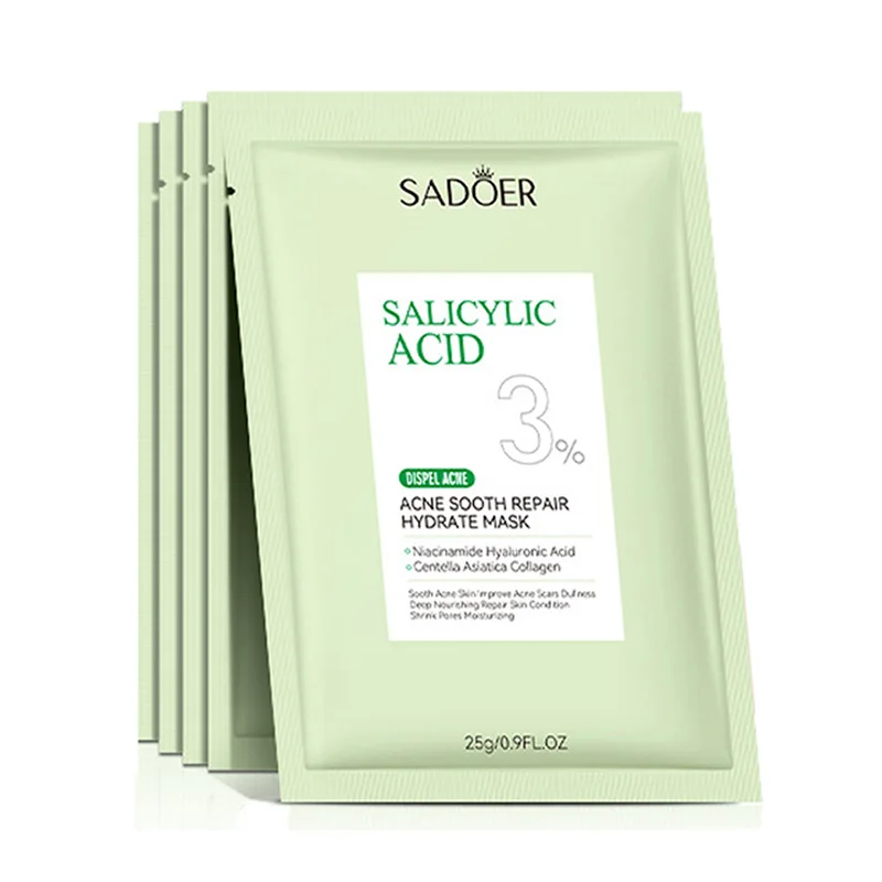 5 uds SADOER mascarilla Facial de ácido salicílico hidratante nutritivo reafirmante mascarillas faciales mascarilla de hoja cuidado de la piel