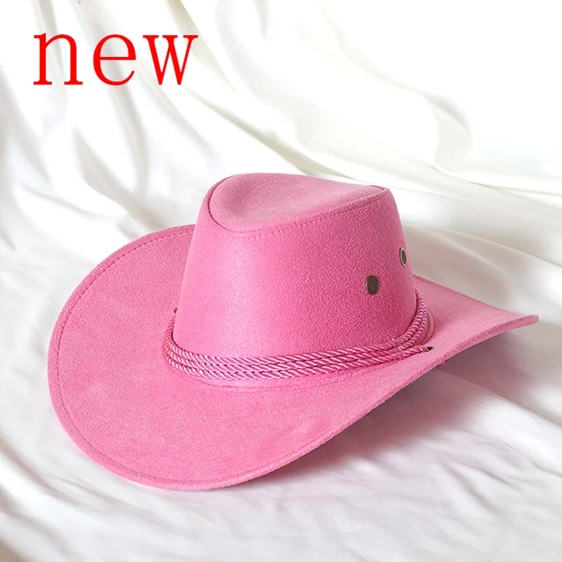 

New Pink Western Cowboy Hat Spicy Girl Knight Hat Men's and Women's Outdoor Sunshade Hat sombrero vaquero