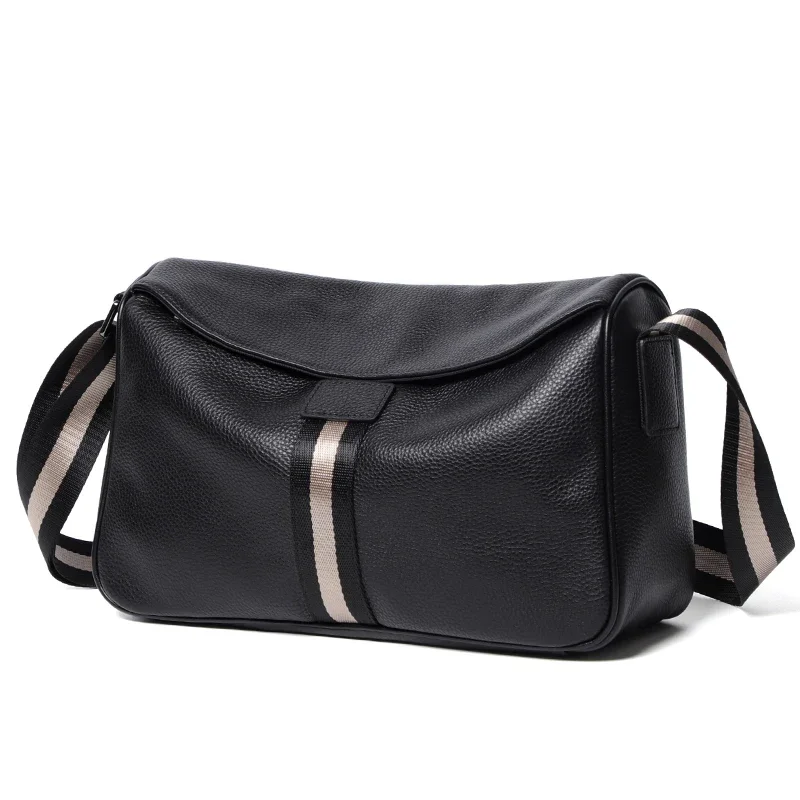SHIYUN Men bag Soft Genuine Leather Boy's Flap Cowhide Leather Shoulder Bag Men's Crossbody Messenger Bags Fashion Style