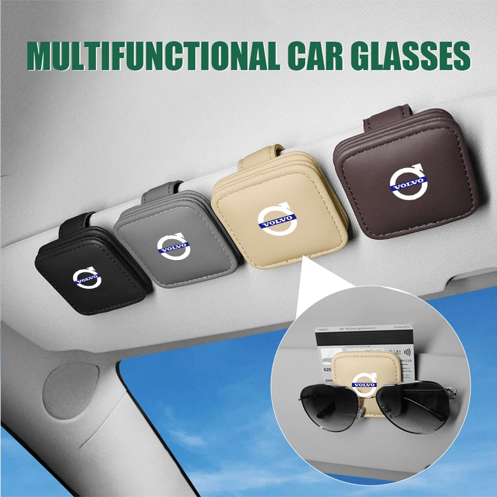 PU Car Glasses Holder Sun Visor Strong Magnet Card Ticket Clip For Volvo RDESIGN XC90 XC60 C30 T6 S60 C70 V40 V70 V60 S80 S40