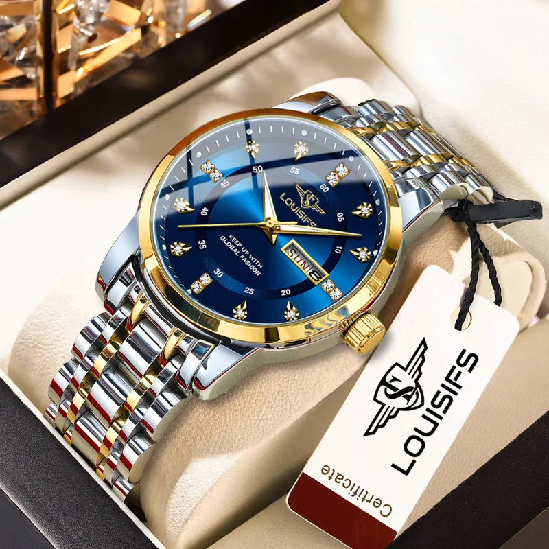 

LOUISIFS Business Men Watch Waterproof Date Week Luminous Exquisite Male Wristwatch Stainless Steel Classic Men's Quartz Watches