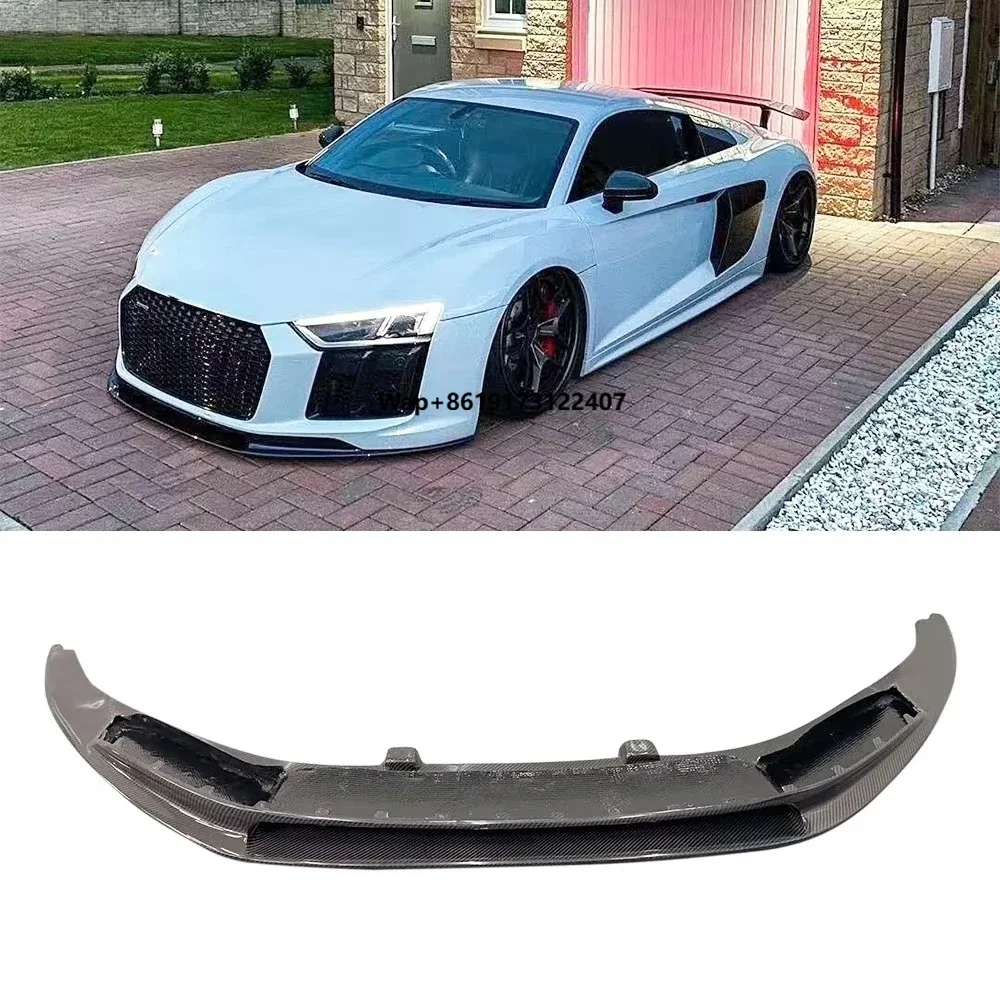 High level material Dry Carbon Fiber Car Bumper Front Lip For R8 Front Splitter 2015-2018 Light Weight