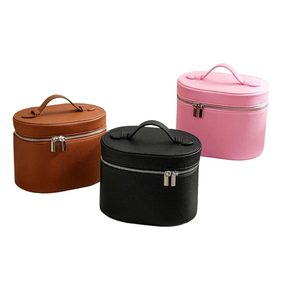 Large Capacity Cosmetic Box Internal Storage Box Waterproof Makeup Bag PU Leather Zipper Closure Travel Organizer Bag