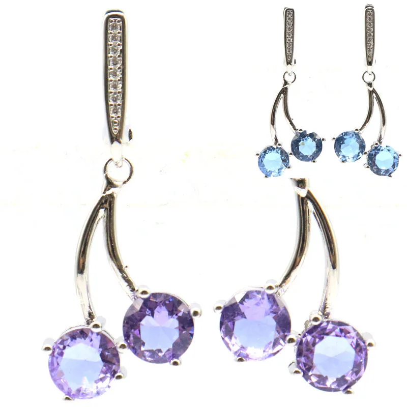 SheCrown 38x16mm Fancy Changing Alexandrite Topaz Color Changing Zultanite Mystic Topaz CZ Woman's Silver Earrings