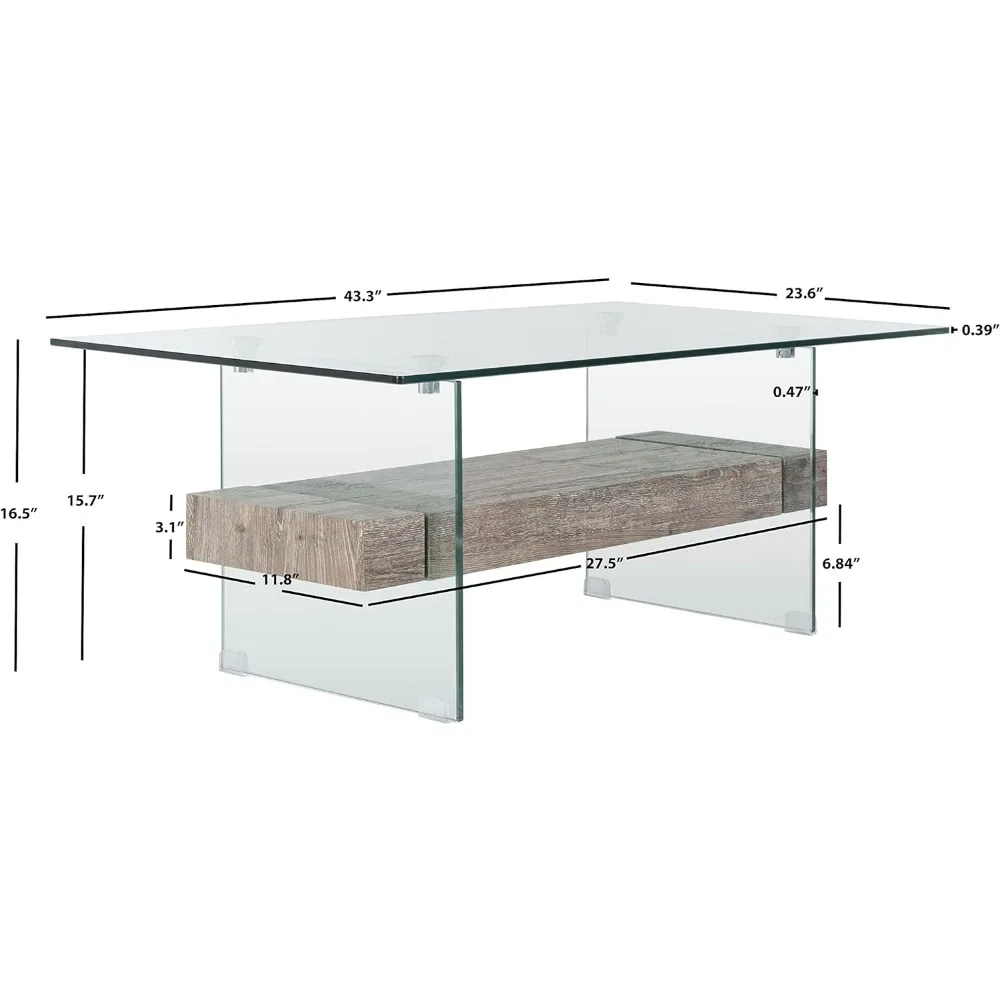 Safavieh-Kayley Grey Oak and Glass Coffee Table, Início