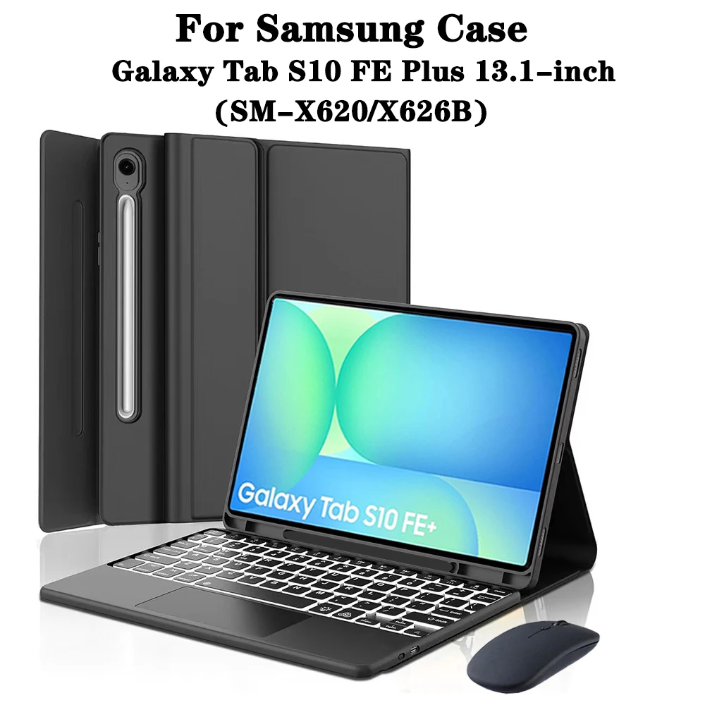 

Tablet Case for Samsung Galaxy Tab S10 FE Plus 13.1 lnch,Detachable Keyboard Cover for Tab S10 FE+ 13.1" Case with Pencil Holder