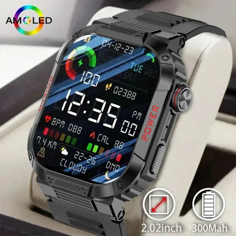 

2024 New Military Style Mens Smartwatch IP68 Waterproof 100 MultiMotion Modes Pressure Detection Compatible with Android IOS