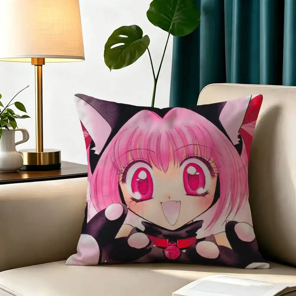 Hot Anime T-Tokyo Mew Mew  Square Double-Sided printed Pillow Case Bedroom Bedside Pillow Sofa Cushion Cover