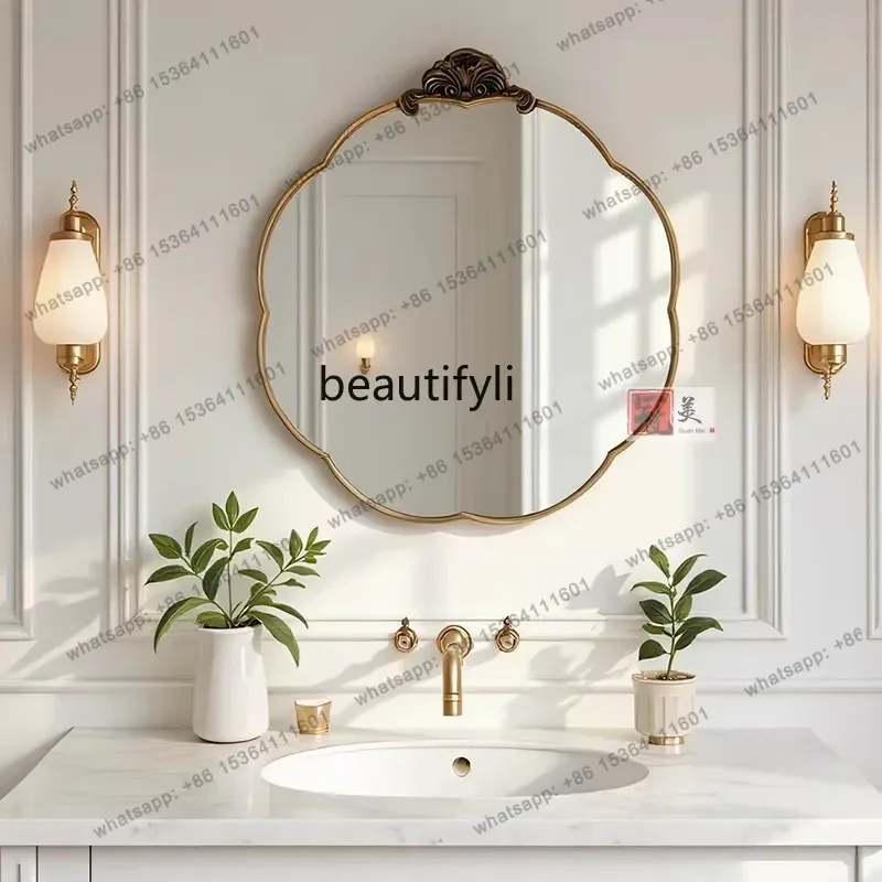 

D30 American Wall-Mounted Entryway Mirror Home Bathroom Makeup Mirror European Fireplace Custom Decorative Mirror