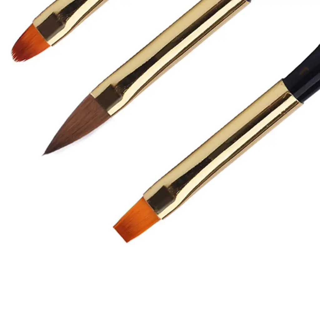 Flower Handle Nail Art Brush Set 3pcs Acrylic Liner Pen for Carving Detailing Manicure Home Salon Tools