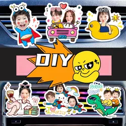 Family Photo Custom Car Ornaments Acrylic Air Outlet Clips with Customizable Photo Function for Car Cartoon Kids DIY Ornaments