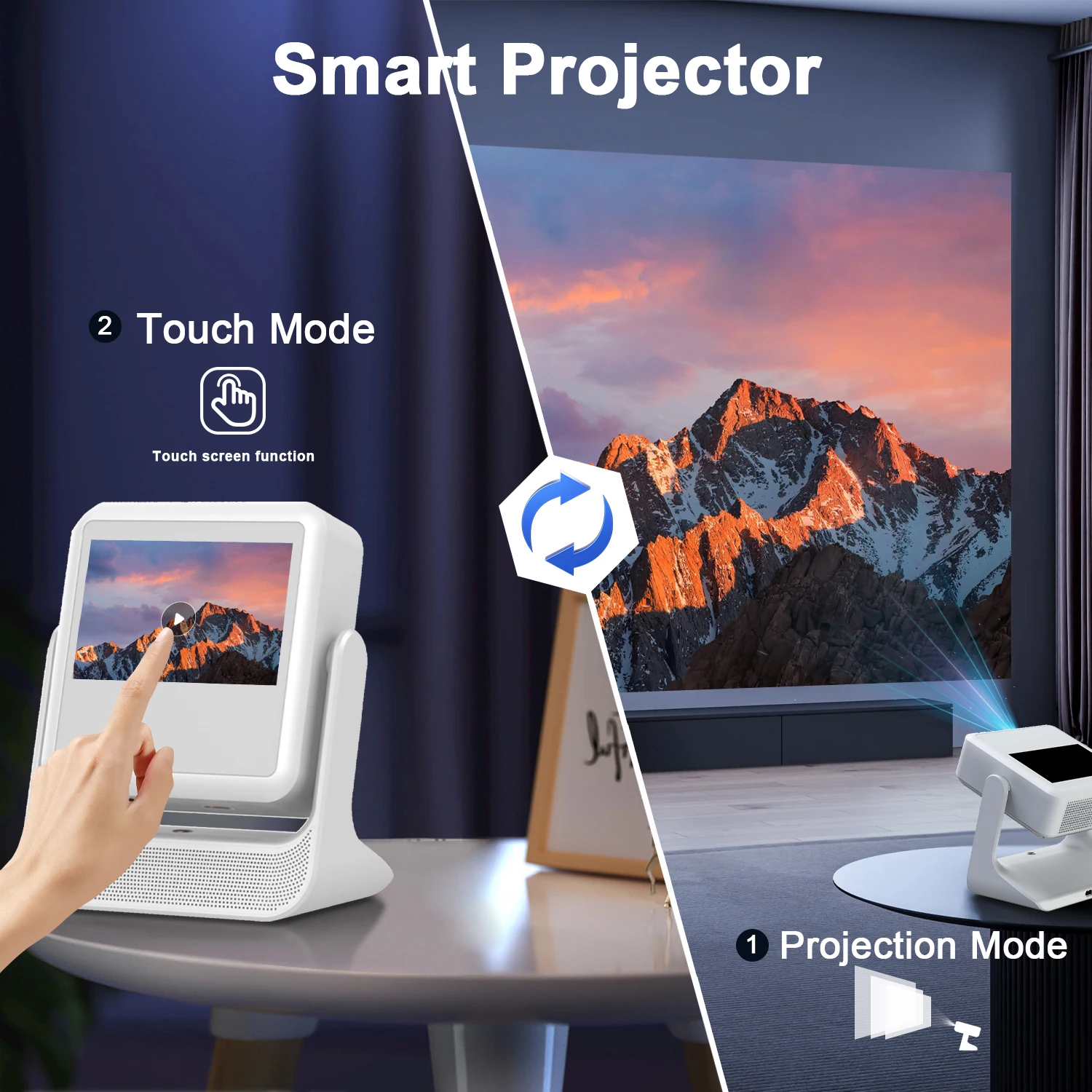 Proyector, Proyector WiFi Inteligente 4K 1080P, HDMI USB, Perfecto para Viajes, Aula y Juegos FIFA con Amigos