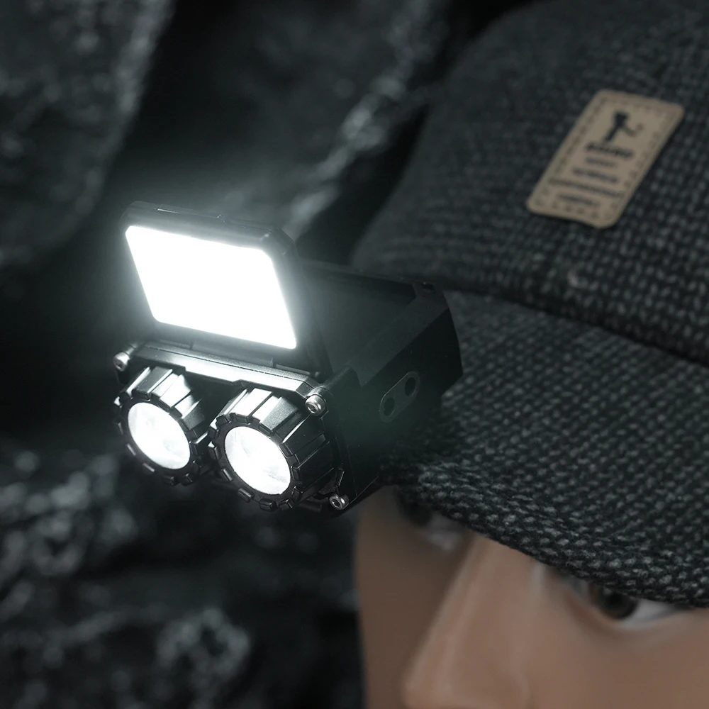 BORUiT Smart Sensor Cap Clip Light COB LED Headlamp USB Rechargeable Head Flashlight With Power Display Riding Fishing Torch