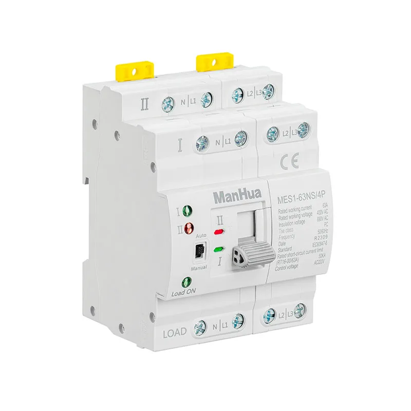 ManHua MES1-63NS/4P AC 400V 63A 4 Poles Mini Household ATS Dual Power Automatic Transfer Switch for Home Use Pc Class