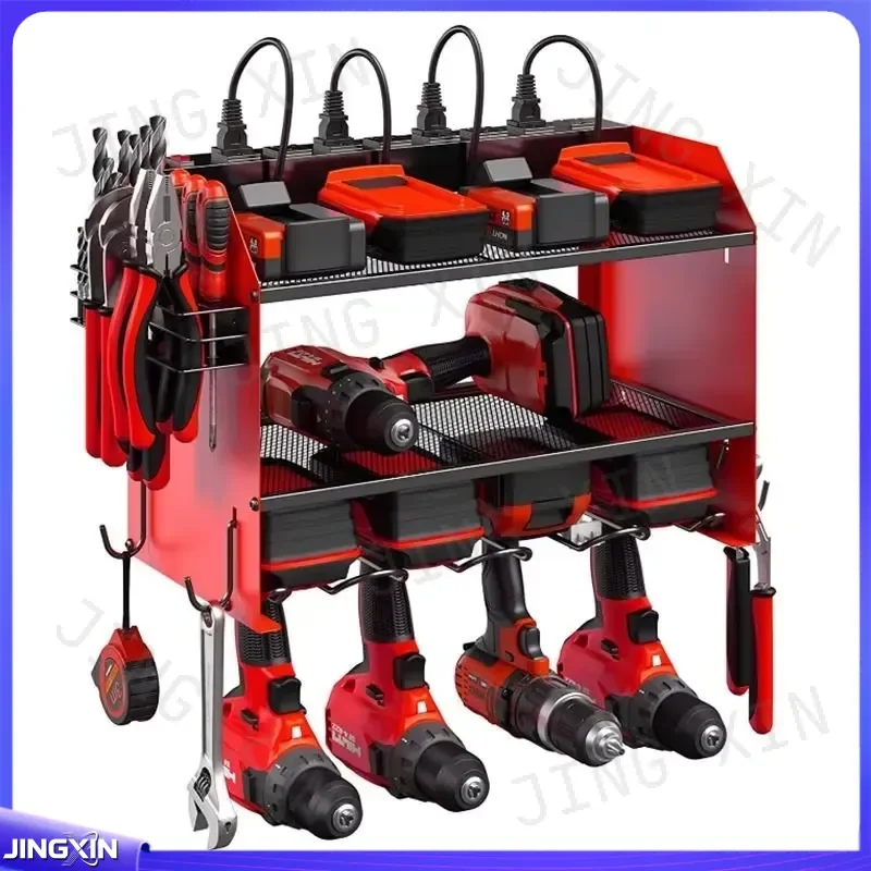 Custom for Wall Mounted Power Tool Storage Rack 2 Tier Large Capacity Organizer Shelf Garage Workshop Organization Holder