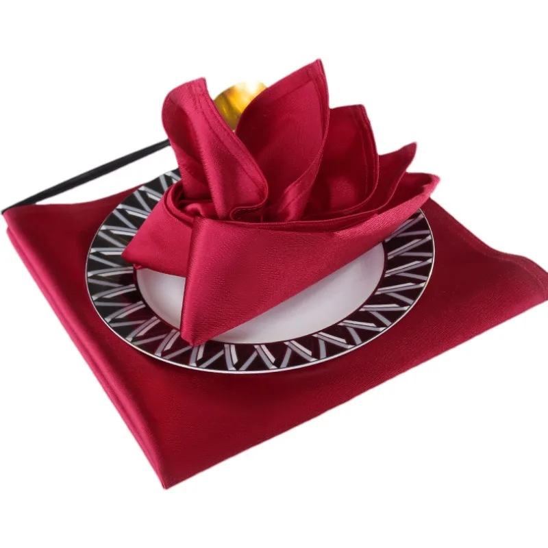 24 Pcs Restaurant Cloth Folding Flower Mouth Cloth Hotel Specific Napkin Scarf  Cup Wiping  High-end Western Napkin