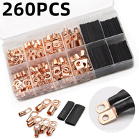 260Pcs Ring Terminal SC Tinned Copper Tube Terminal Set Lug Bare Cable Crimped/Soldered Terminals Kit