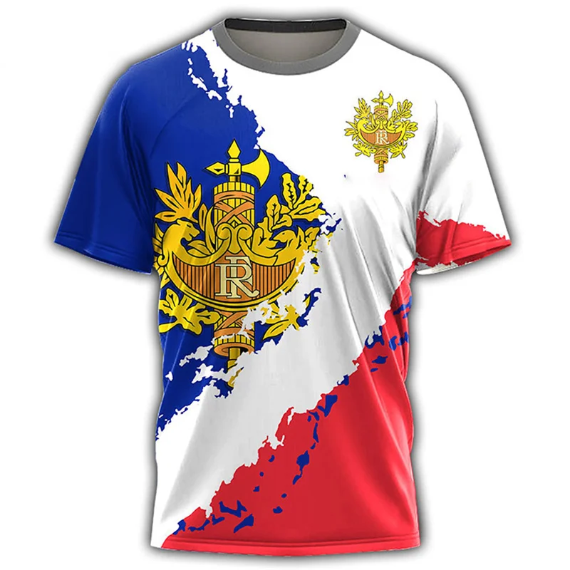 3D France Flag Forest Camouflage Graphic T Shirt for Men Clothing French Football Jersey T-shirt Short Sleeve Tops Tee Shirts
