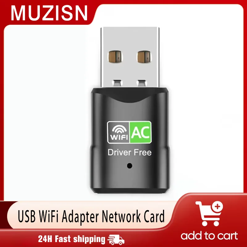Adaptador WiFi de doble banda de 600Mbps, antena USB, Adaptador Wifi USB de 5GHz, Adaptador de tarjeta de red inalámbrica, controlador receptor Wifi gratis