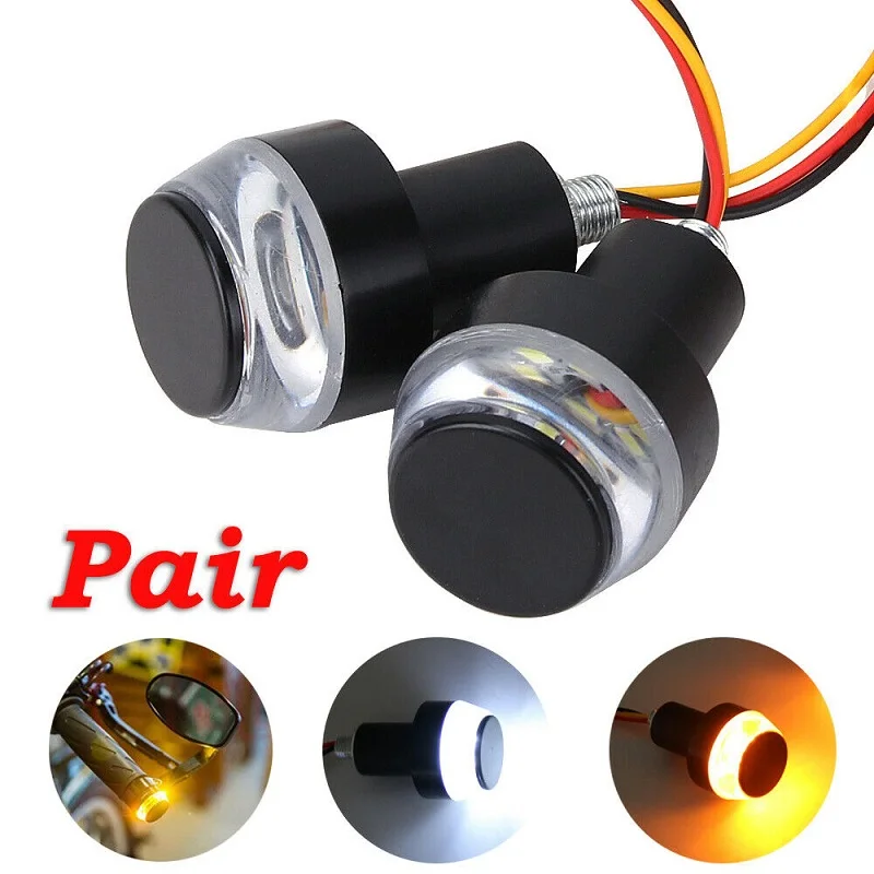 

2PCS Motorcycle Turn Signal LED Light Indicator Blinker Handle Bar End Handlebar Universal Motorcycles Car Accessories