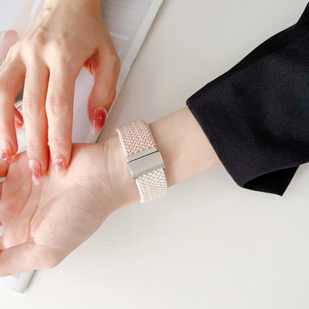 애플 워치용 브레이드 솔로 루프 스트랩, 울트라 밴드 41mm 45mm 49mm 44mm 40mm 38-42mm, 나일론 탄성 팔찌, iWatch 9 8 se 7 6 5 4