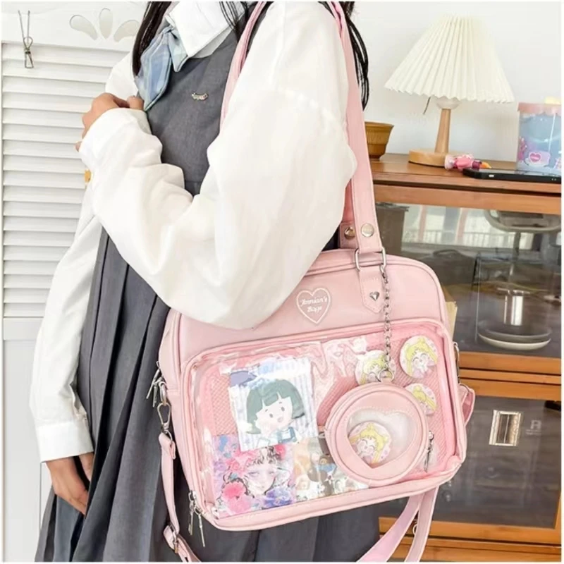 Women Japanese Style Trend Kawaii Candy Color Large Capacity Ita Bag Fashion Student Preppy Shoulder Bag Messenger Crossbody Bag