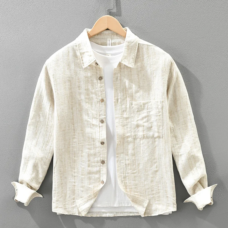 

Мужская модная универсальная рубашка свободного кроя с длинным рукавом в японском стиле, новая модель