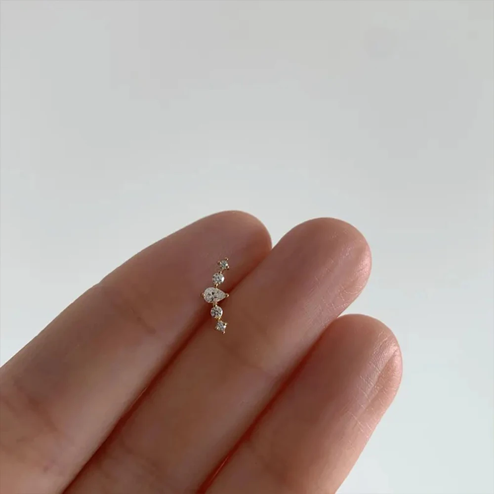CANNER 925 Sterling Silver Zircon Stud Earrings 1PC Eight Pointed Damond Women Heart Flat back piercing Claasic Jewelry Gift