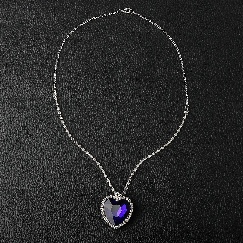 Titanic Ocean Heart Love Forever Necklace Heart Crown Crystal Charm Choker Pendant For Women Girls Valentine's Day Birthday Gift image 6