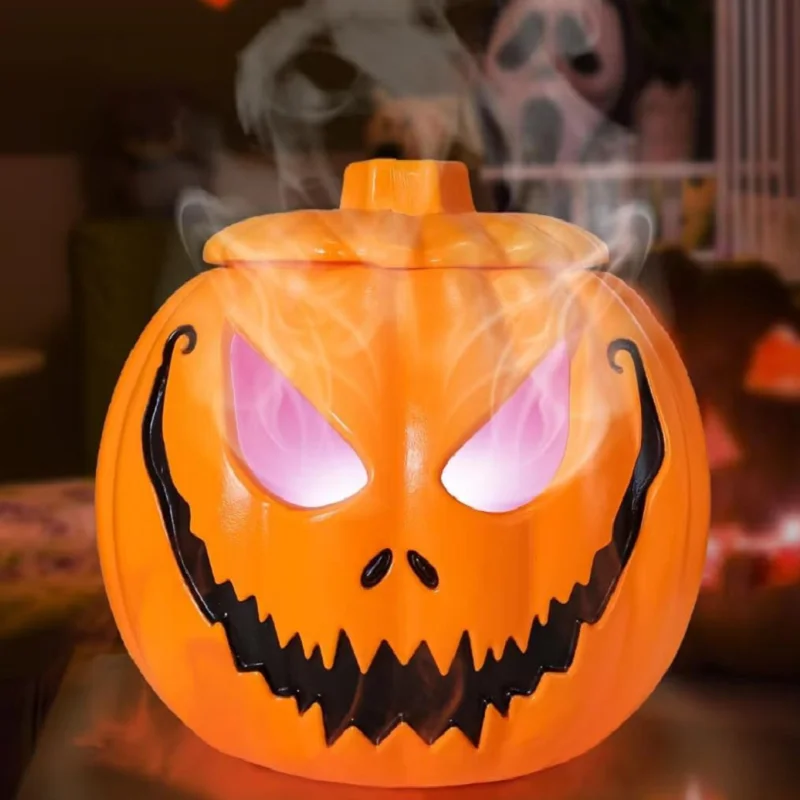 Halloween Pumpkin Decoration with 7 Colors Lights Air Humidifier with Smoke LED Mist Maker Fogger for Water Fountain Pond Garden