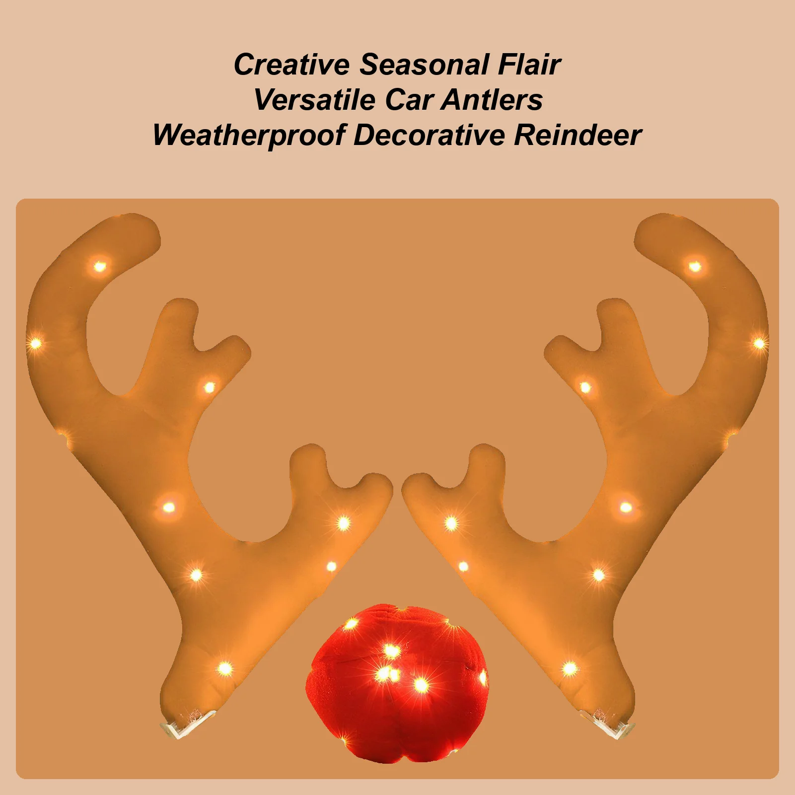Christmas Reindeer For Car Festive Light Up Auto Exterior Antler Set Roofs Tops Reindeer Decoration For Van SUV Shopping Mall