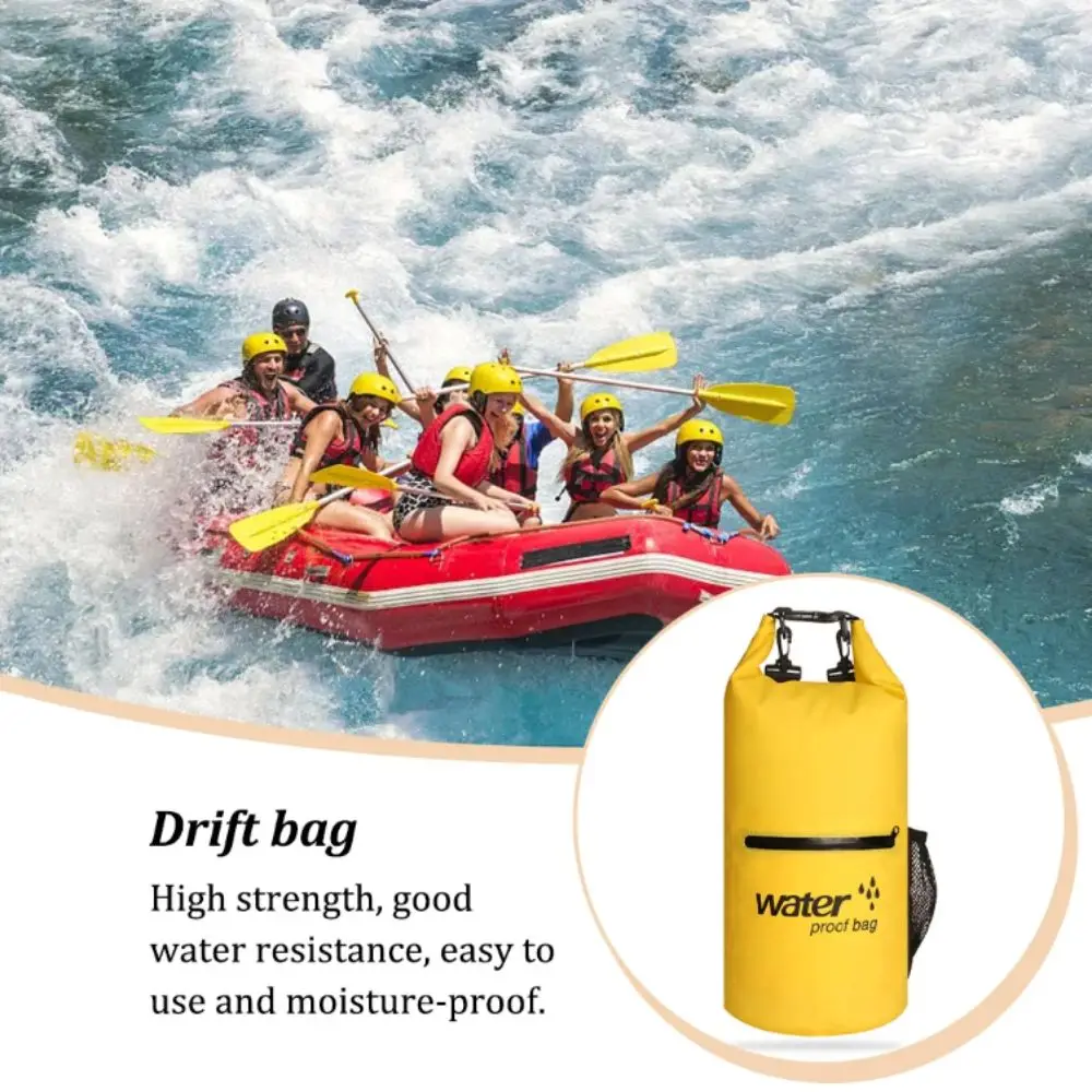 

Zipper Pocket Waterproof Dry Bag Mesh Pocket Thickened Material Roll Top Sack Roll-Top Closure Waterproof Design Organizer Bag