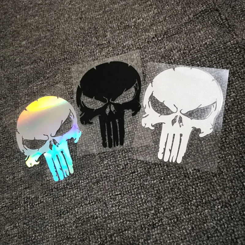 1PCS Reflective Punisher Skull Blood Car Stickers Helmet Motorcycle Tank Decal Waterproof Vinyl Accessories Creative 10x7.7cm