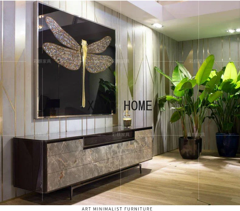 

Итальянский дизайнерский шкаф для телевизора, светильник, роскошная спальня и бытовой напольный шкаф, шкафчик с мраморным орнаментом, высококачественная настройка